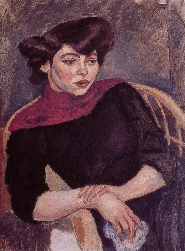 Jules Pascin Woman wearing the purple shawl oil painting picture